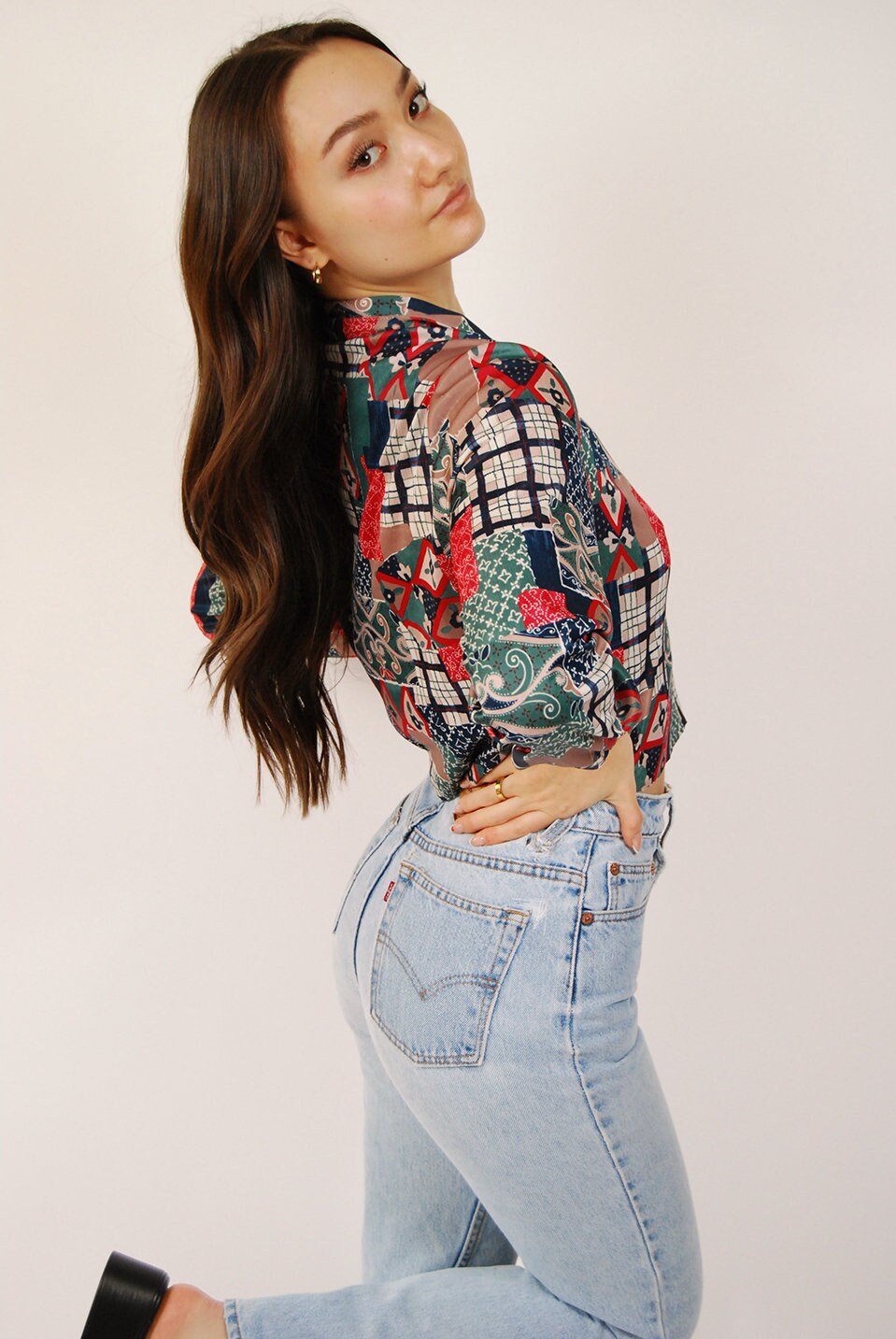 Vintage 70's patchwork crop top xs Kennington