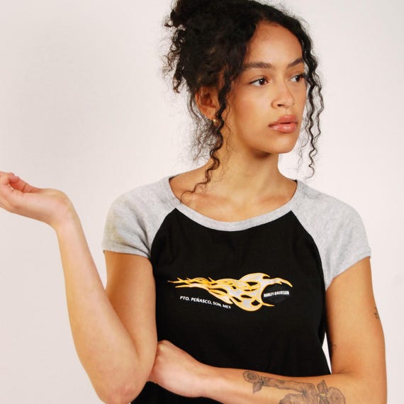 00’s Harley-Davidson トップス　Y2k海外ガール平成ギャル Y2K Harley Davidson Rhinestone Top – The Vintage Twin