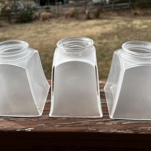 Set of Three Vintage Square Side Glass Lamp Shades