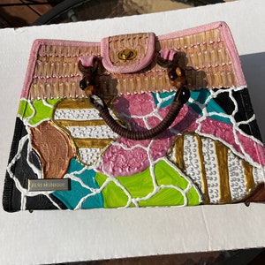 Funky Signed Teri Monique Hand Painted Handbag