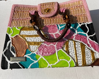 Funky Signed Teri Monique Hand Painted Handbag
