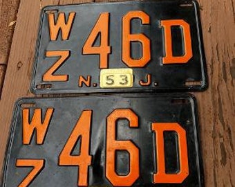 Pair of Matched 1953 License Plates