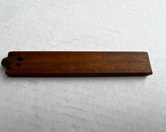 Antique Wood & Brass Folding Ruler