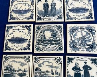 9 HOLLAND AMERICA LINE Delft Style Coasters