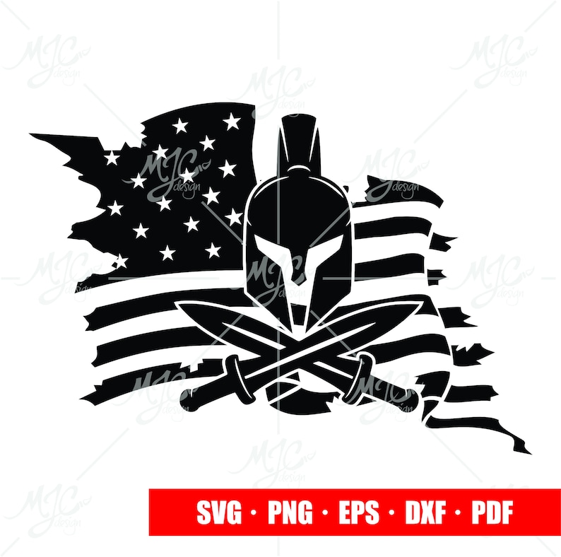 Download Spartan flag svg spartan svg tattered flag svg american | Etsy