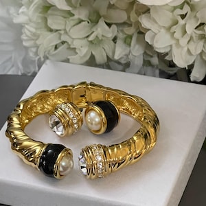 Joan Rivers Gold Tone Diagonal Twist Style Hinged Bracelet w/Changeable Ends