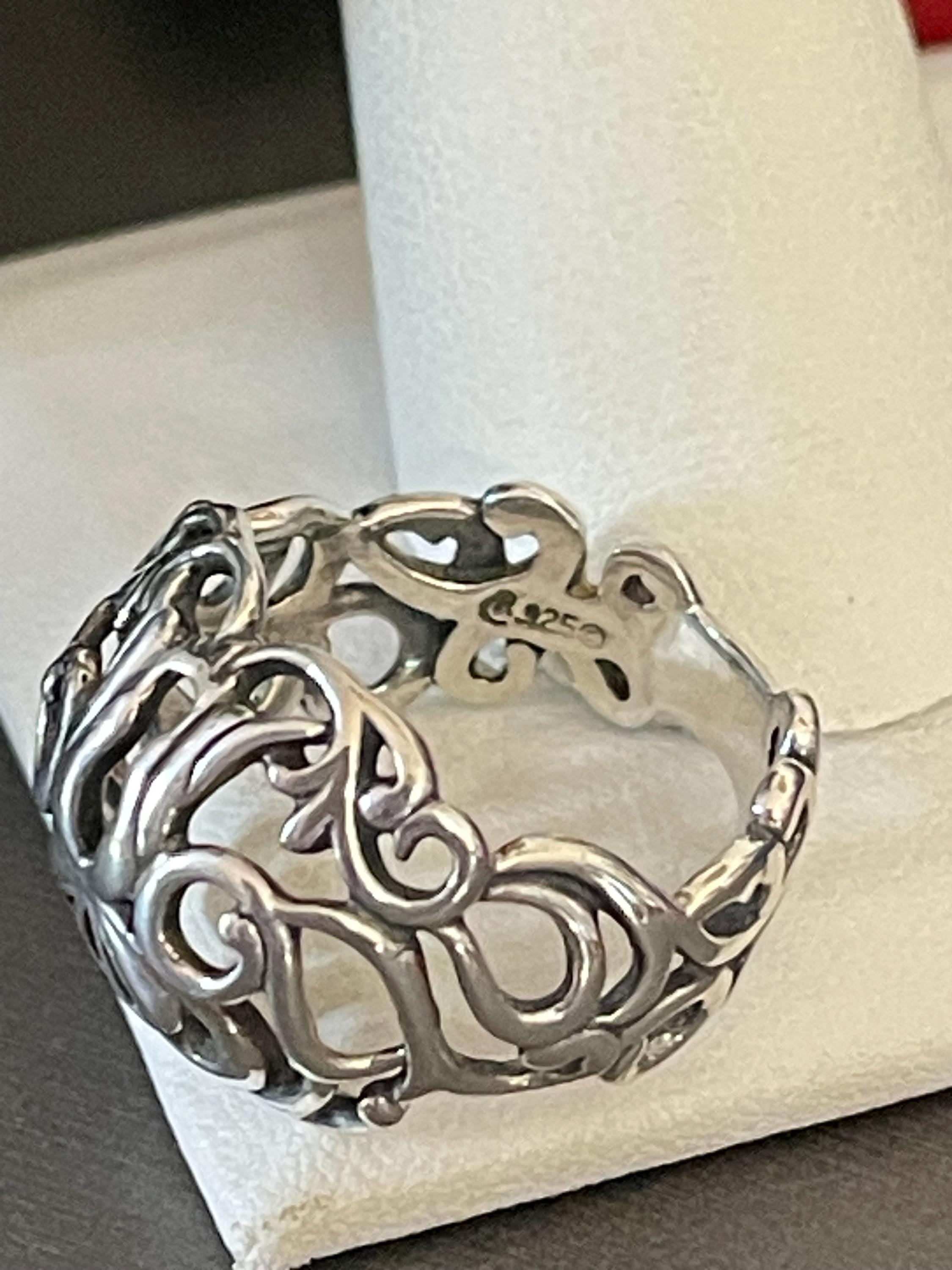 Relios Silver Rings Carolyn Pollack Relios Sterling Silver Filigree Domed Band Ring Size 7. ...