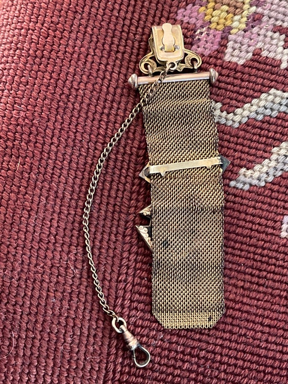 Antique Mesh Gold Filled watch chain with Gold Co… - image 3