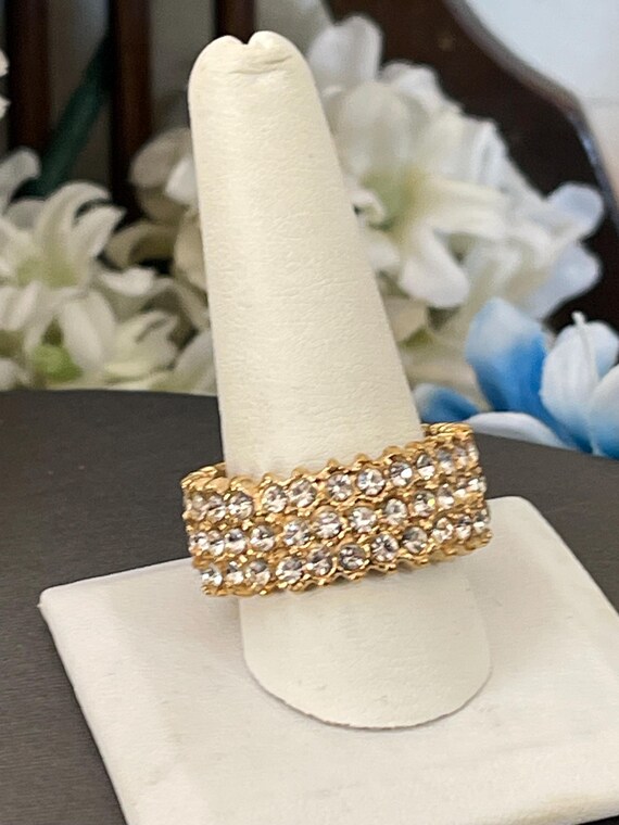 Large Sparkling Glass Round Shape Rhinestone Gold… - image 10