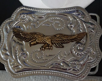 Fancy Design Silver tone with Gold tone Eagle Belt Buckle