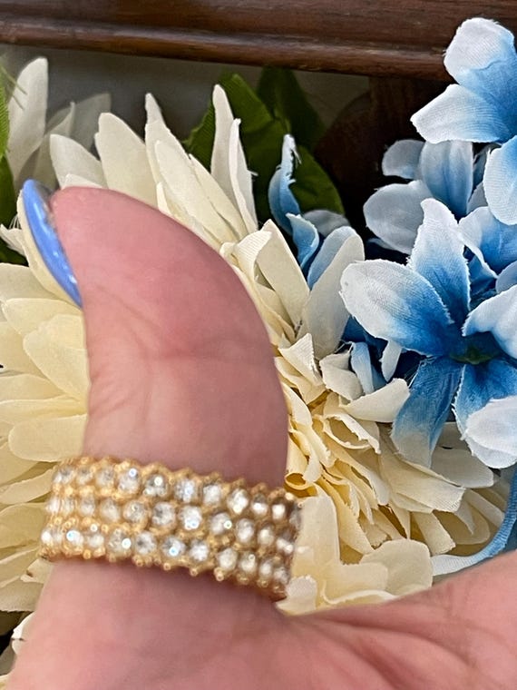 Large Sparkling Glass Round Shape Rhinestone Gold… - image 5