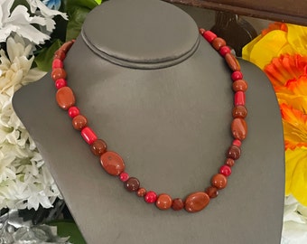 Jasper, Carolyn Pollack Sterling Silver Red Multi Gemstone Jasper Coral and Carnelian Beaded Necklace