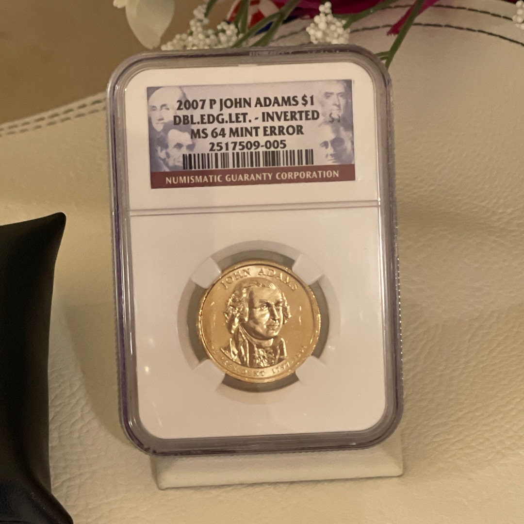 2007-P Adams Presidential 1 Dollar Double Edge Lettering Inverted NGC ...
