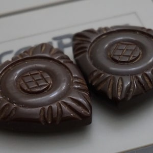 Vintage Brown Bakelite Buckle With a Nice Carved Design
