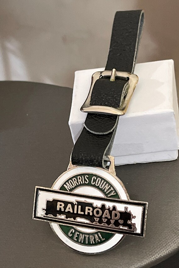 Morris County Central Railroad Silver Tone and Enamel Train Pocket Watch Fob With Strap Etsy