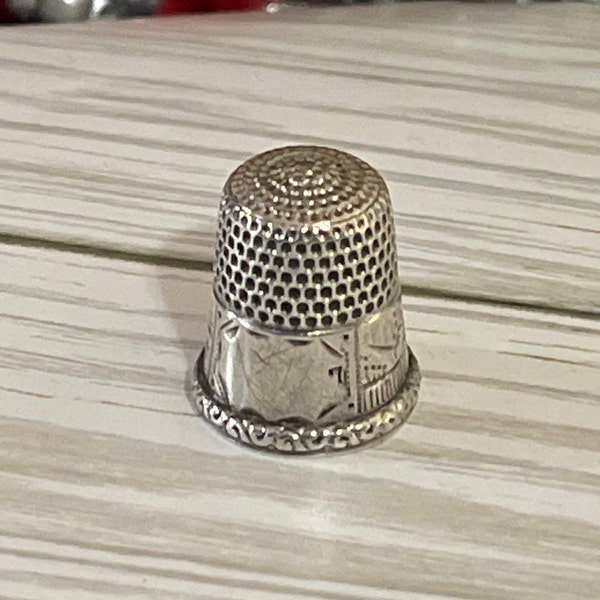 Antique Simons Brothers Sterling Silver Thimble With Design Band Size 7