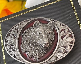 Vintage Wolf Head Buckle Braided Belt RARE  Medium Amazon.com: Longcreek Men main image 3