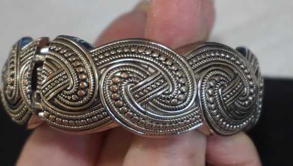 Vintage Silver Tone Swirl Design Bangle Bracelet … - image 2