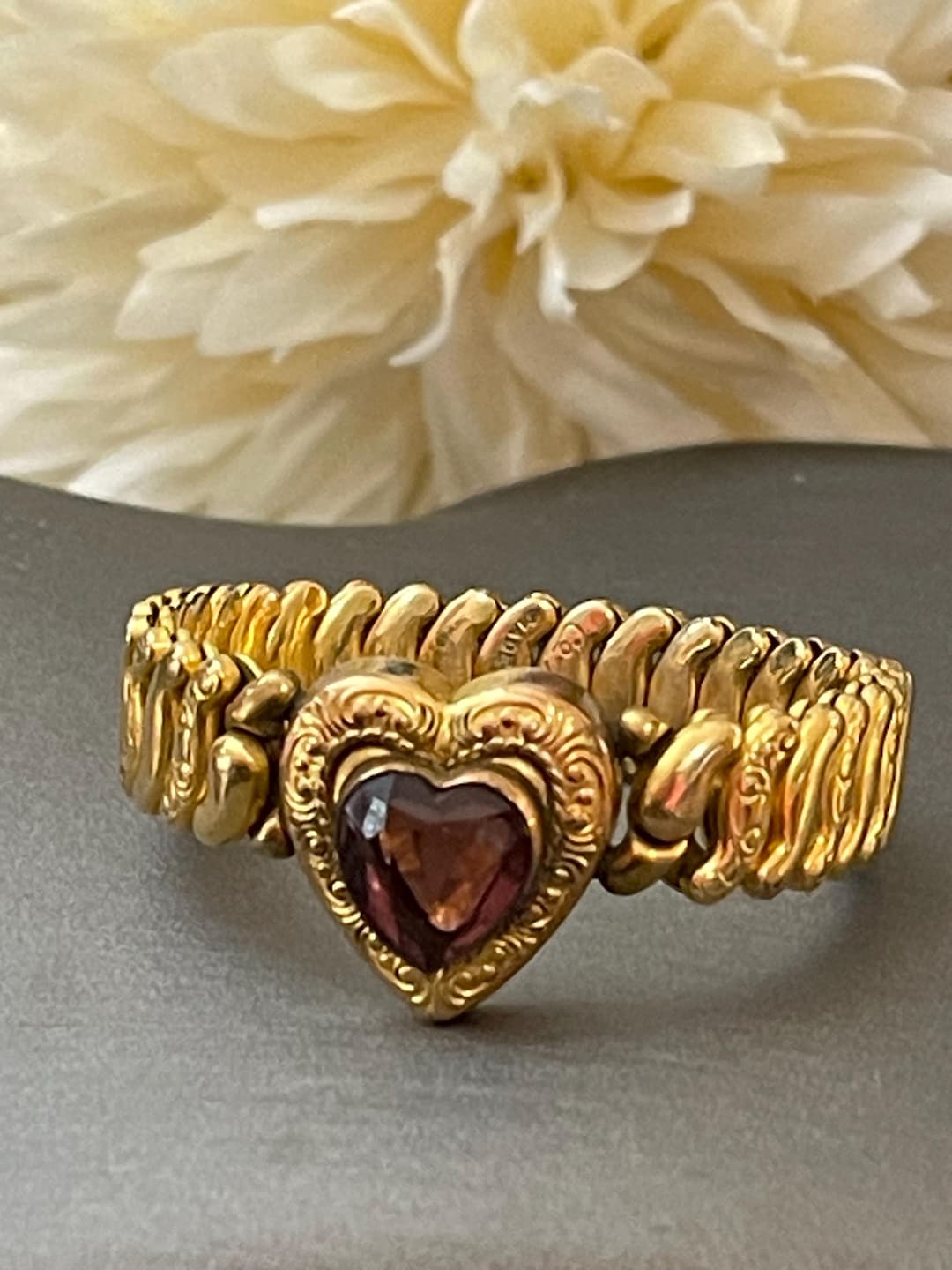 Vintage Gold Color Co Star Sweetheart Bracelet WWII Expandable Glass ...