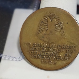 Vintage Masonic 1926 Token Coin Reopening Commemorative AASR New Castle Pa