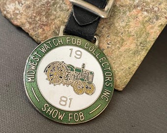 Vintage Tractor Pocket Watch Fob with Strap Midwest Collectors Show 1981