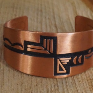 Vintage Southwestern Style Wheeler Manufacturing Copper Cuff Bracelet