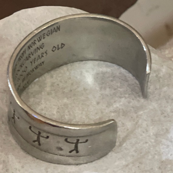 Vintage Hieroglyphics Made In Norway Pewter Cuff … - image 3