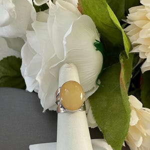Jay King Desert Rose Trading Sterling Silver Oval Yellow Agate Ring Size 6.75