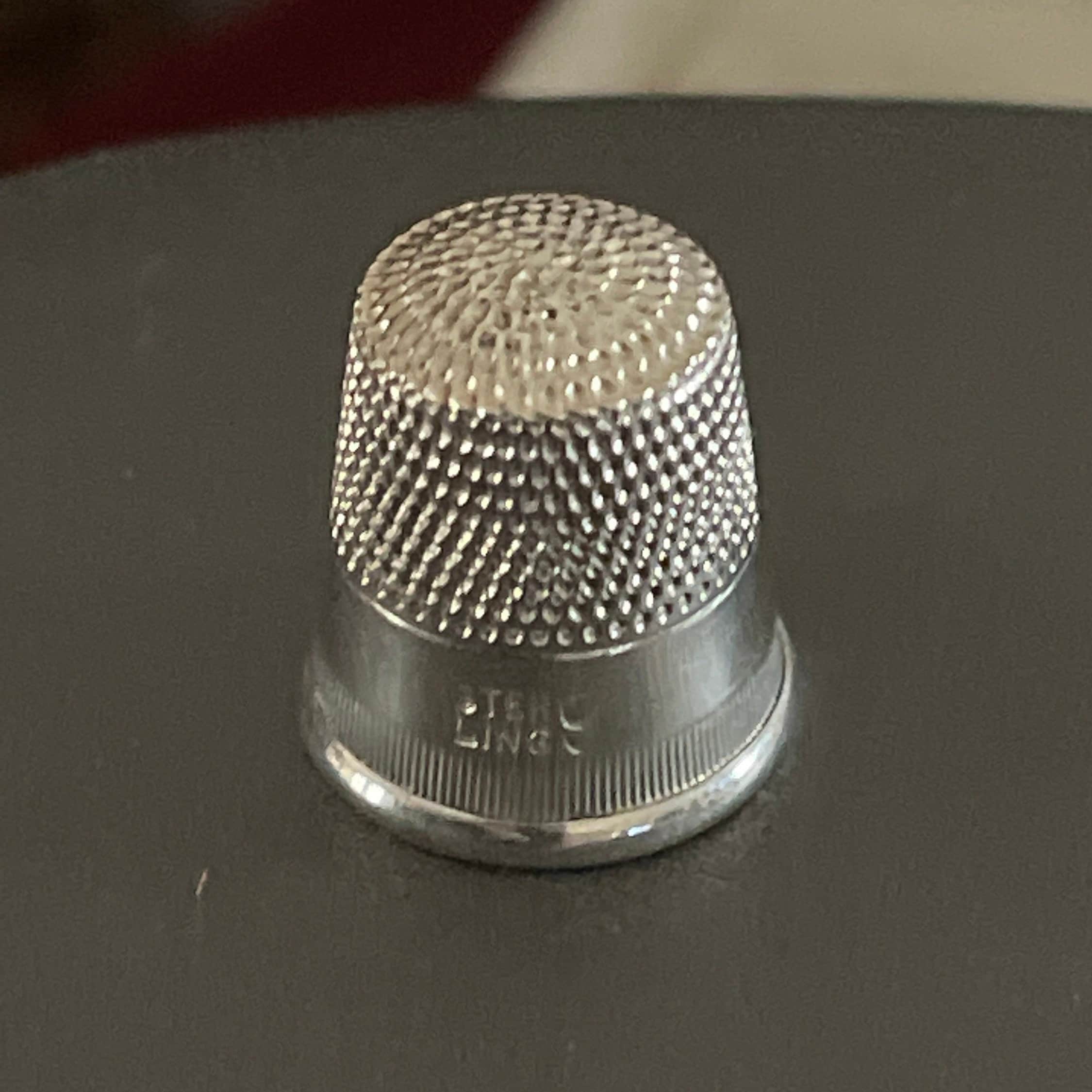 Vintage Sterling Silver Thimble Panel Band Marked Sterling 9