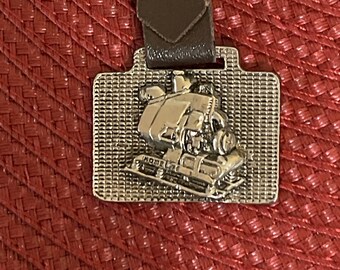 Silver tone HomeLite Engine Advertising Pocket Watch Fob Construction with Strap