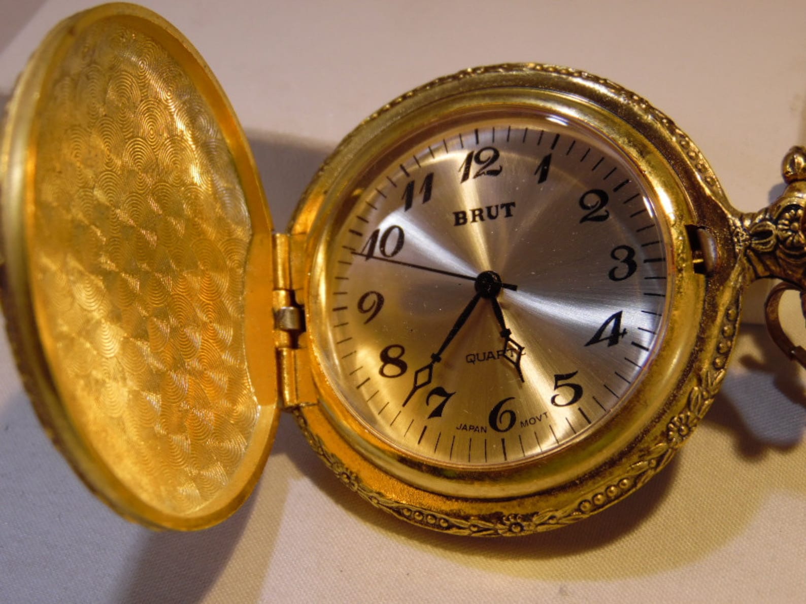 Gold Tone Brut Pocket Watch Quartz Japan Movt.Train Engine On Etsy