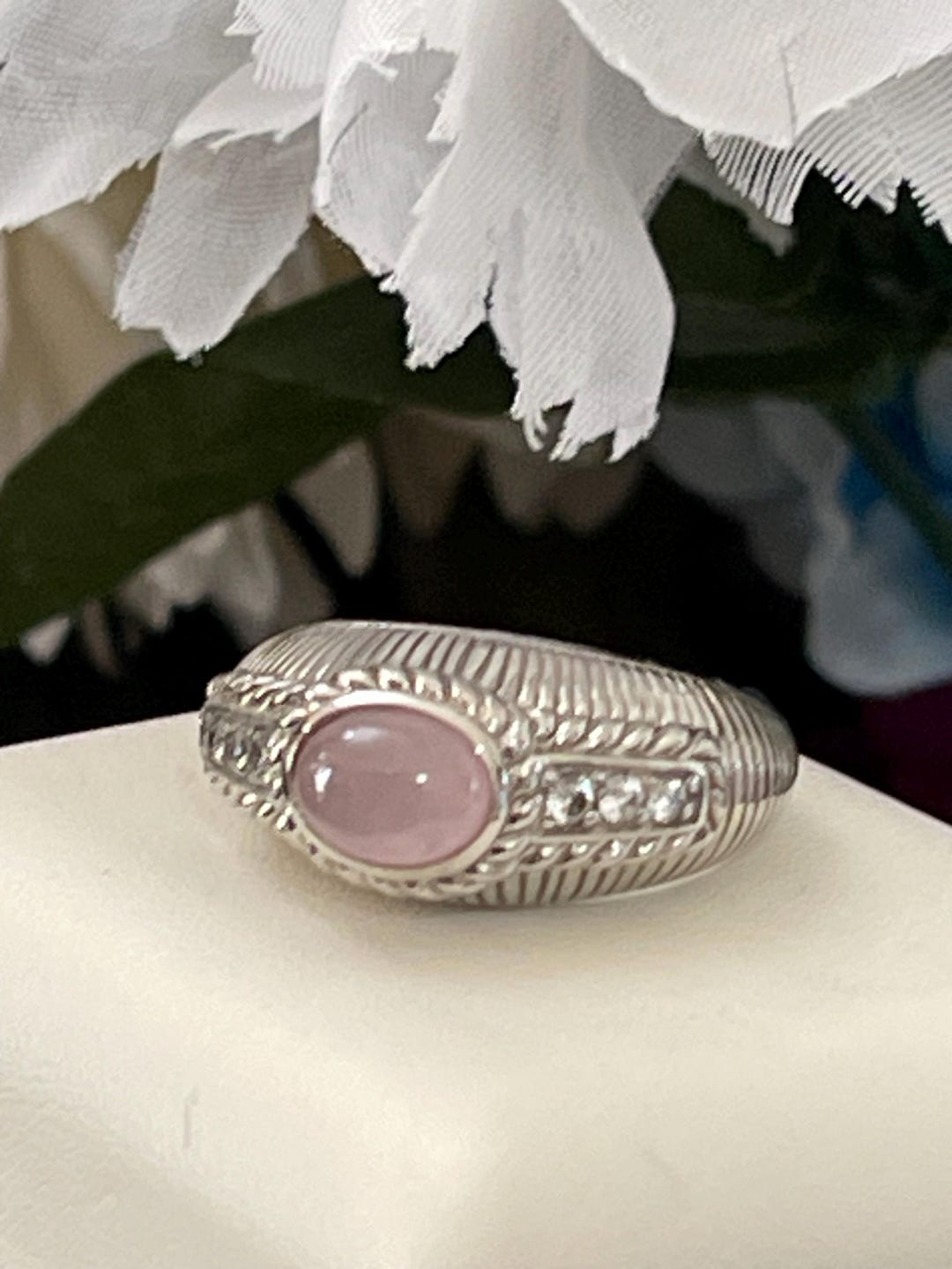 Judith Ripka Sterling Silver Pink Rose Quartz & Cubic Zirconia Ring ...