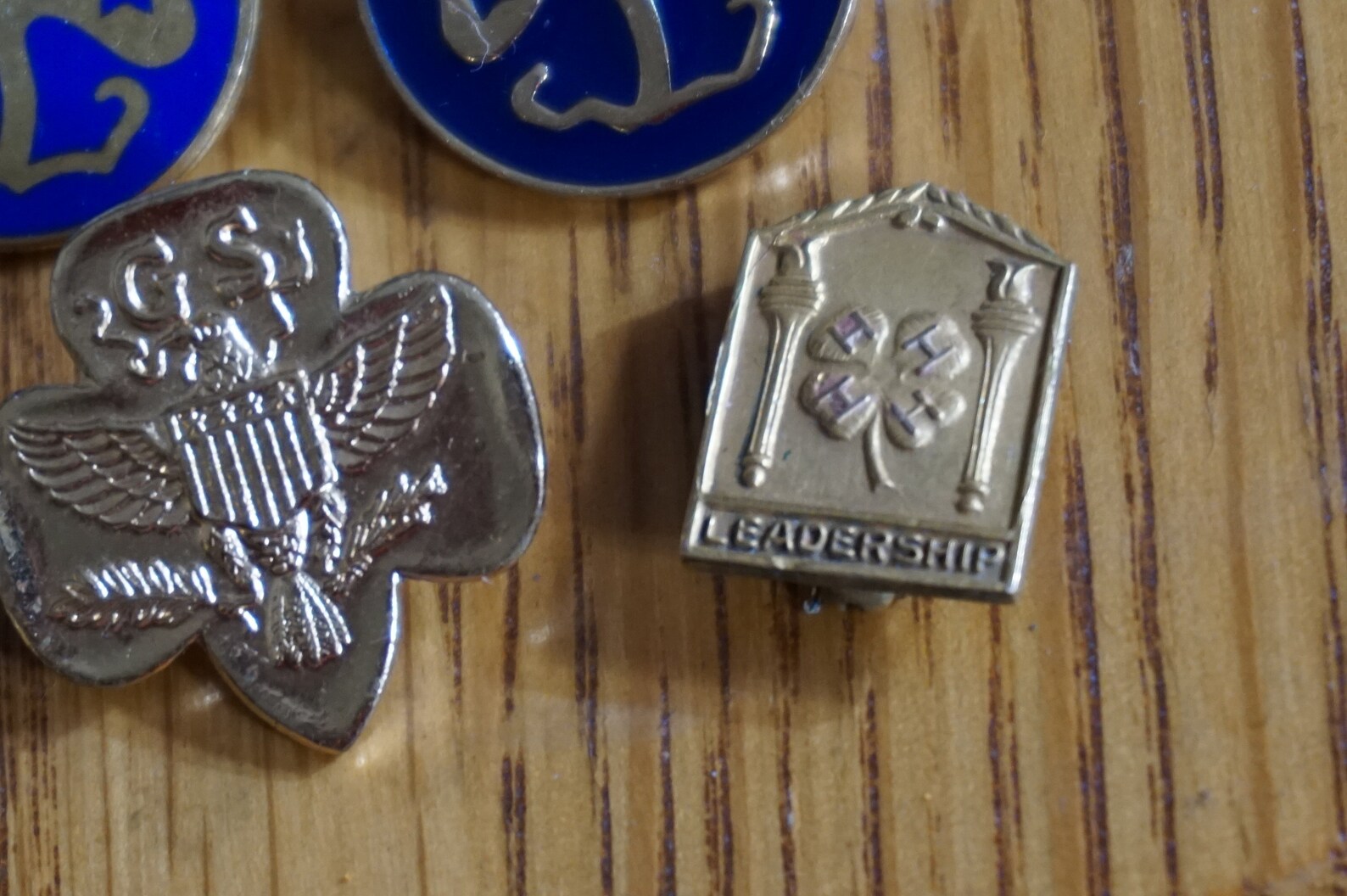 5 Gold Color Girl Scout Pins & 1 Leadership 4H Pin Lot Etsy