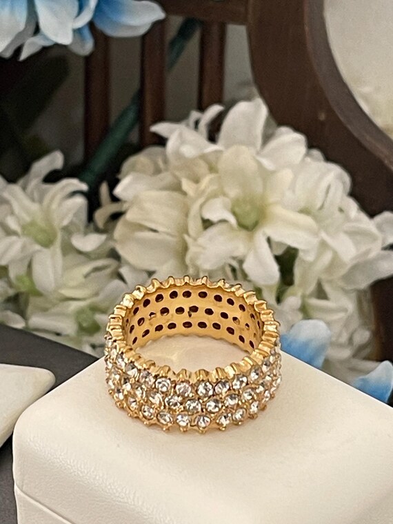 Large Sparkling Glass Round Shape Rhinestone Gold… - image 8