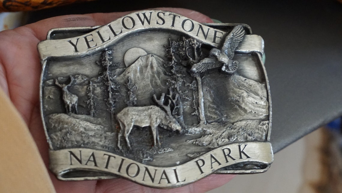 Vintage Yellowstone National Park Belt Buckle Siskiyou Belt Etsy