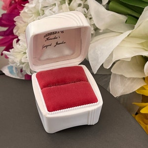 Vintage Pearl White Celluloid Ring Presentation Box Jewelry Box