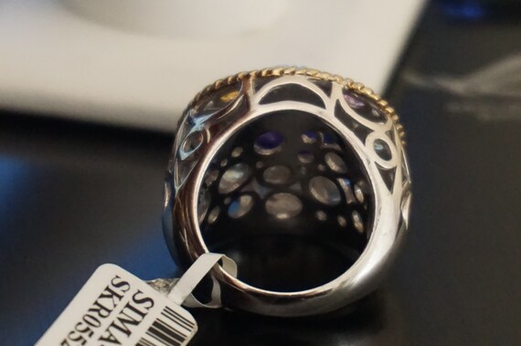 Designer Sima K Sterling Silver Multi gemstones & Amethyst Sterling Ring View 6