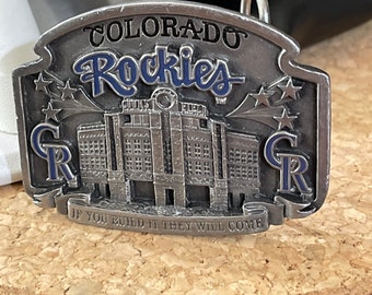 Vintage 1995 Colorado Rockies Belt Buckle Pewter Coors Field Stadium