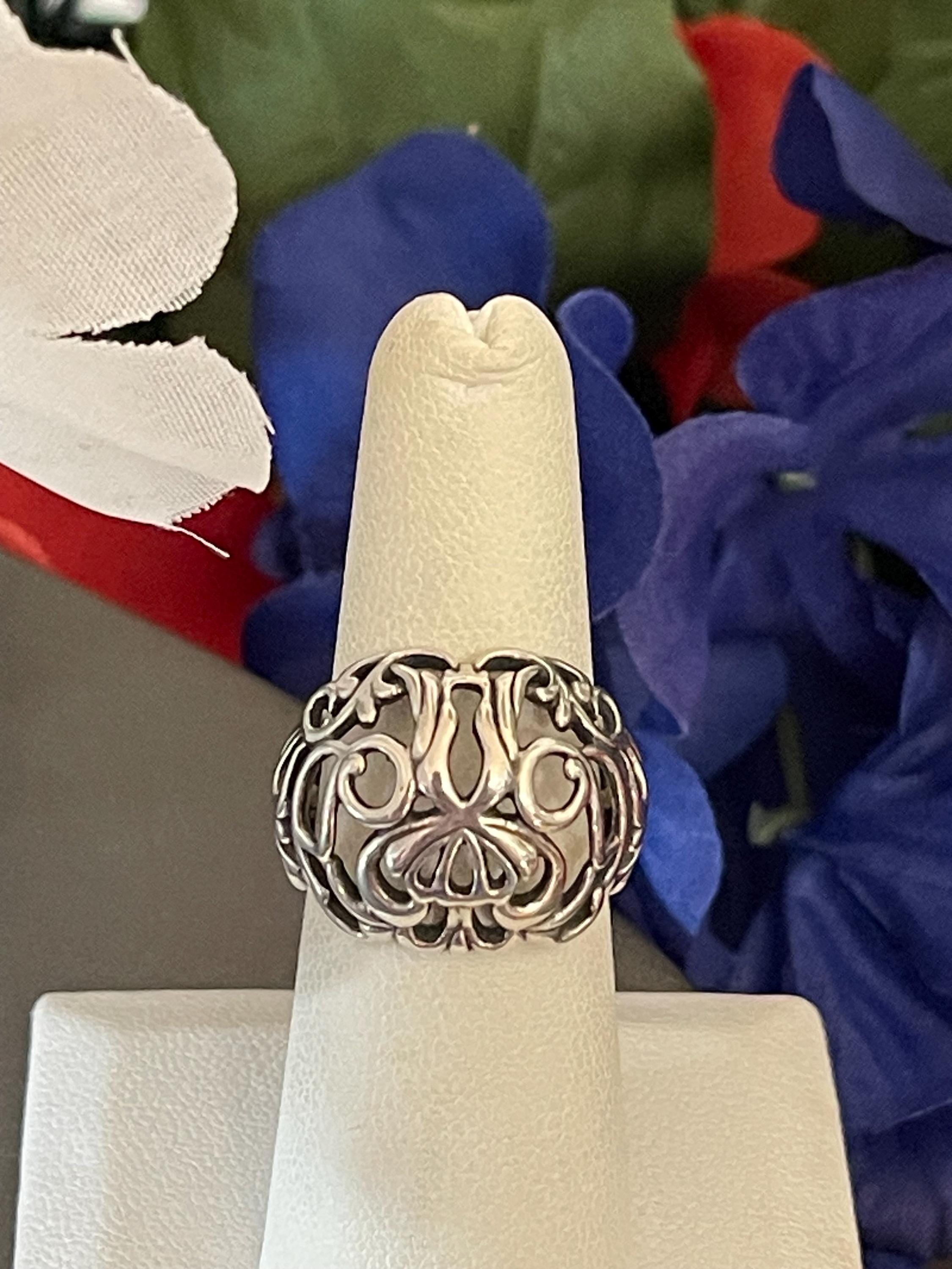Relios Silver Rings Carolyn Pollack Relios Sterling Silver Filigree Domed Band Ring Size 7. ...