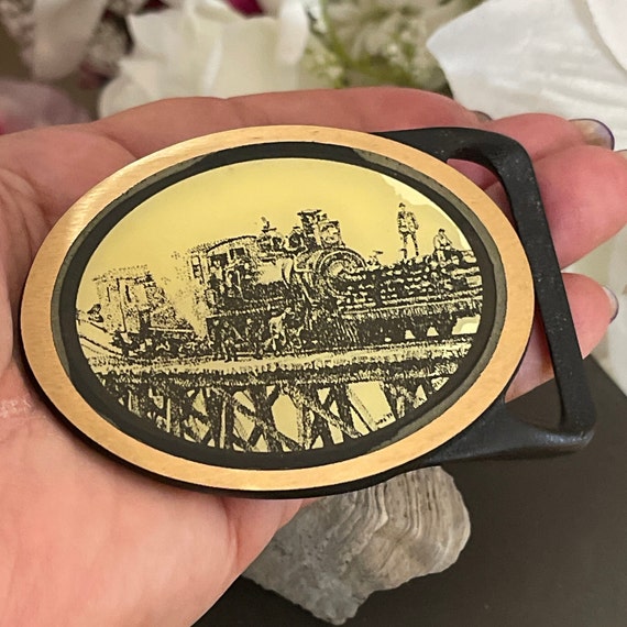 Tech Ether Guild Train Picture Solid Brass Vintag… - image 6