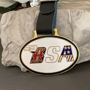 BSA Metal Gold tone and Enamel Motorcycle Watch Fob with Strap