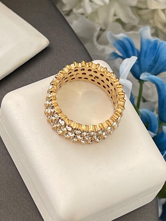 Large Sparkling Glass Round Shape Rhinestone Gold… - image 4