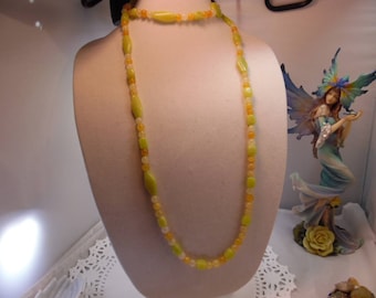 Pretty Mulit Color  Polished Stone 48 Inch Necklace
