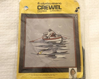Kit #36-1 Vintage Contains Two Designs Vintage Opened Fishermen and Captain Crewel Kit by Charmin but Complete Kit
