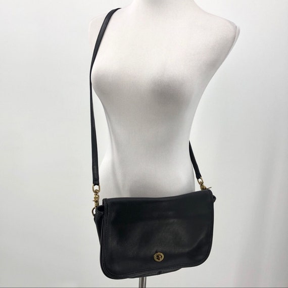 Vintage Coach Leather Crossbody Clutch Bag Black