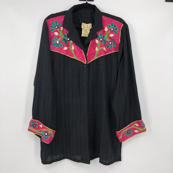 Ramona Rull Vintage Tunic Top Sz Large Embroidered
