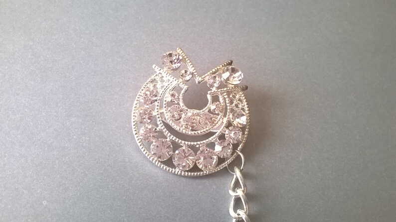 Bridal Wedding Silver Rhinestone Sweater Guard Retro Look Diamante Sweater Chain Vintage Inspired Jewelry