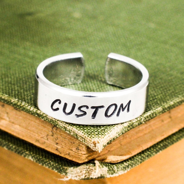 Personalized Ring, Custom Jewelry, Ring With Custom Text, Adjustable