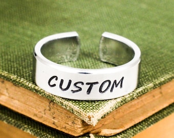 Personalized Ring, Custom Jewelry, Ring With Custom Text, Adjustable