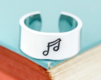 Music Note Ring: Adjustable Aluminum Musician Jewelry